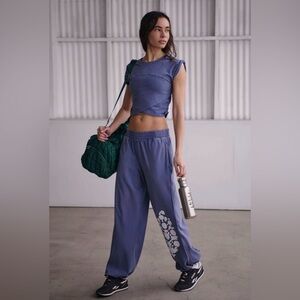 Free People Movement Women's Hot Shot Logo Crossover 2-Piece Set Blue Size Large